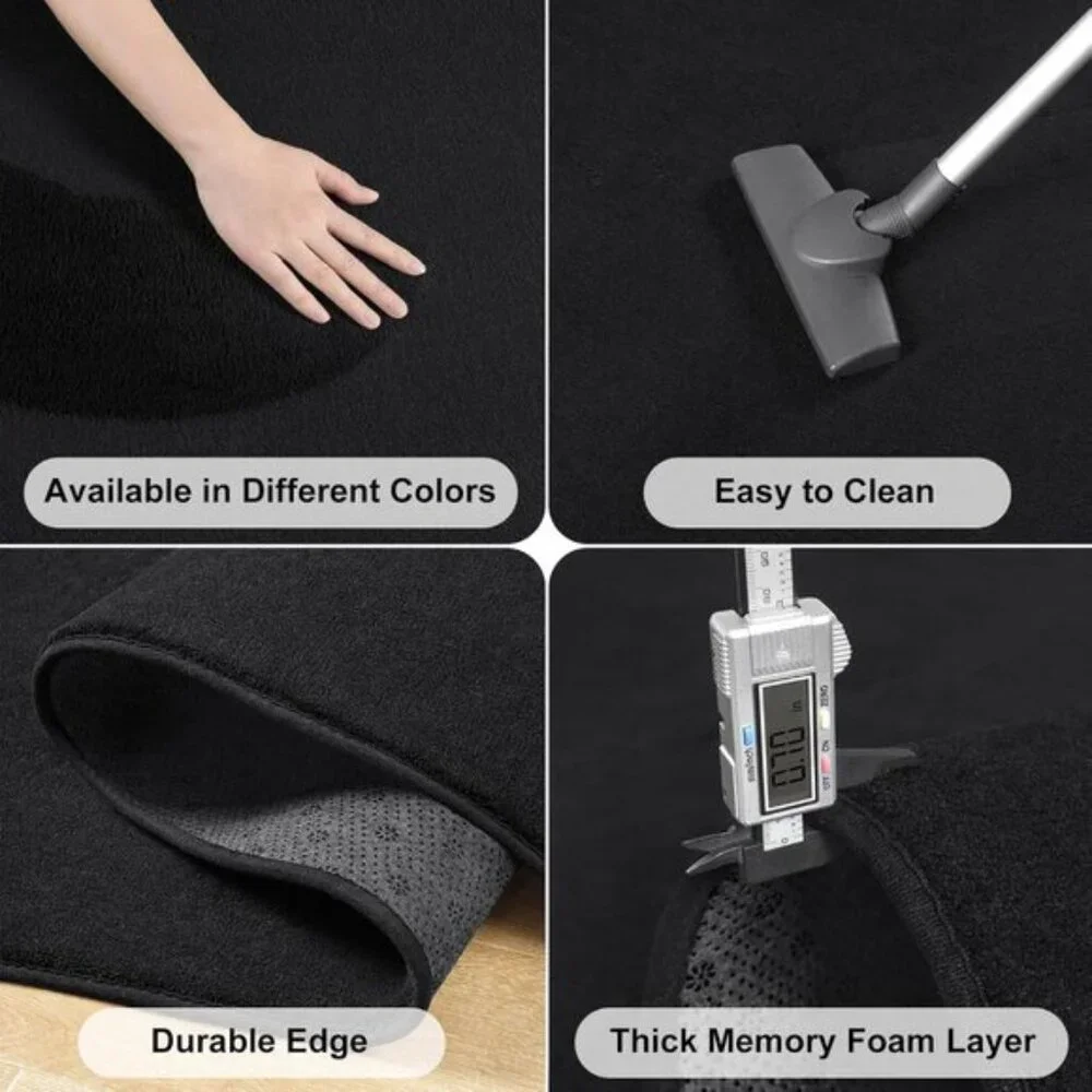 New 4x6 Black Modern Area Rug, Fluffy Memory Foam Carpet for Home & Bedroom